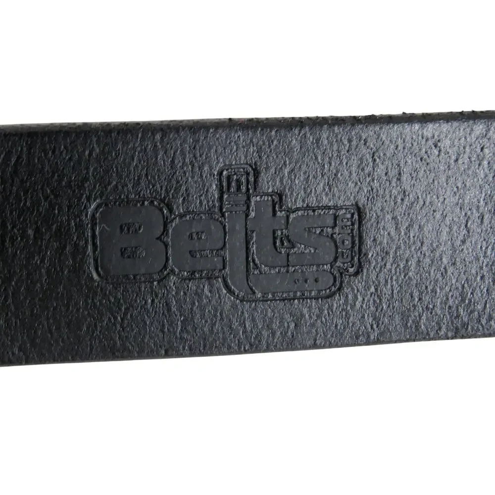 Belts.com Black Leather Belt Silver Rectangle Brass Buckle Size 40 Men's Clasic